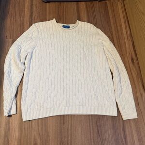 Vintage Karen Scott Cream Cable Knit Oversized Crewneck Sweater - L